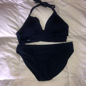 Kona Sol Navy Blue Bikini Set w/ Top Cut Outs